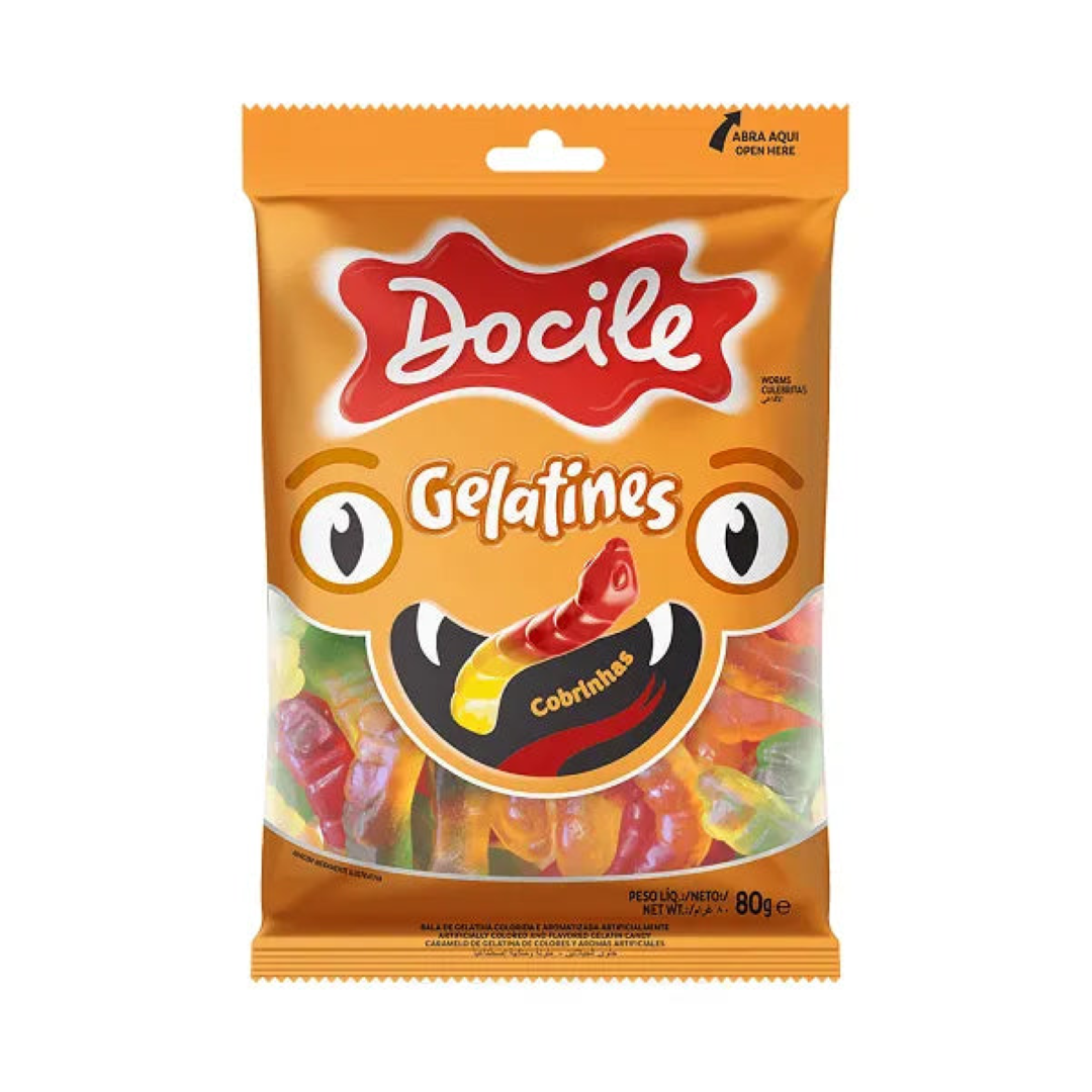 DOCILE GELATINE FRUIT WORMS 80G